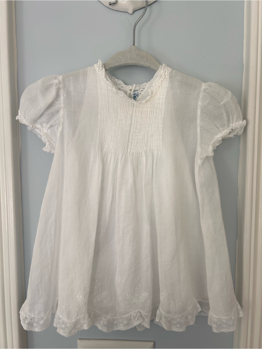 Vintage Feltman Bros cotton handmade white slip dress 0-3 months baptism
